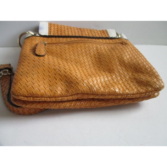 *RETRO Burnt Orange SR2 Woven Tortoise Shell Plastic Turn Key Closure Cross Body - Picture 7 of 7